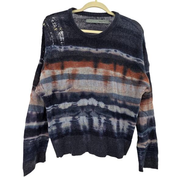RAQUEL ALLERGRA SZ 2 MERINO WOOL CASHMERE DISTRESSED KNIT LONG SLEEVE SWEATER - Picture 1 of 5